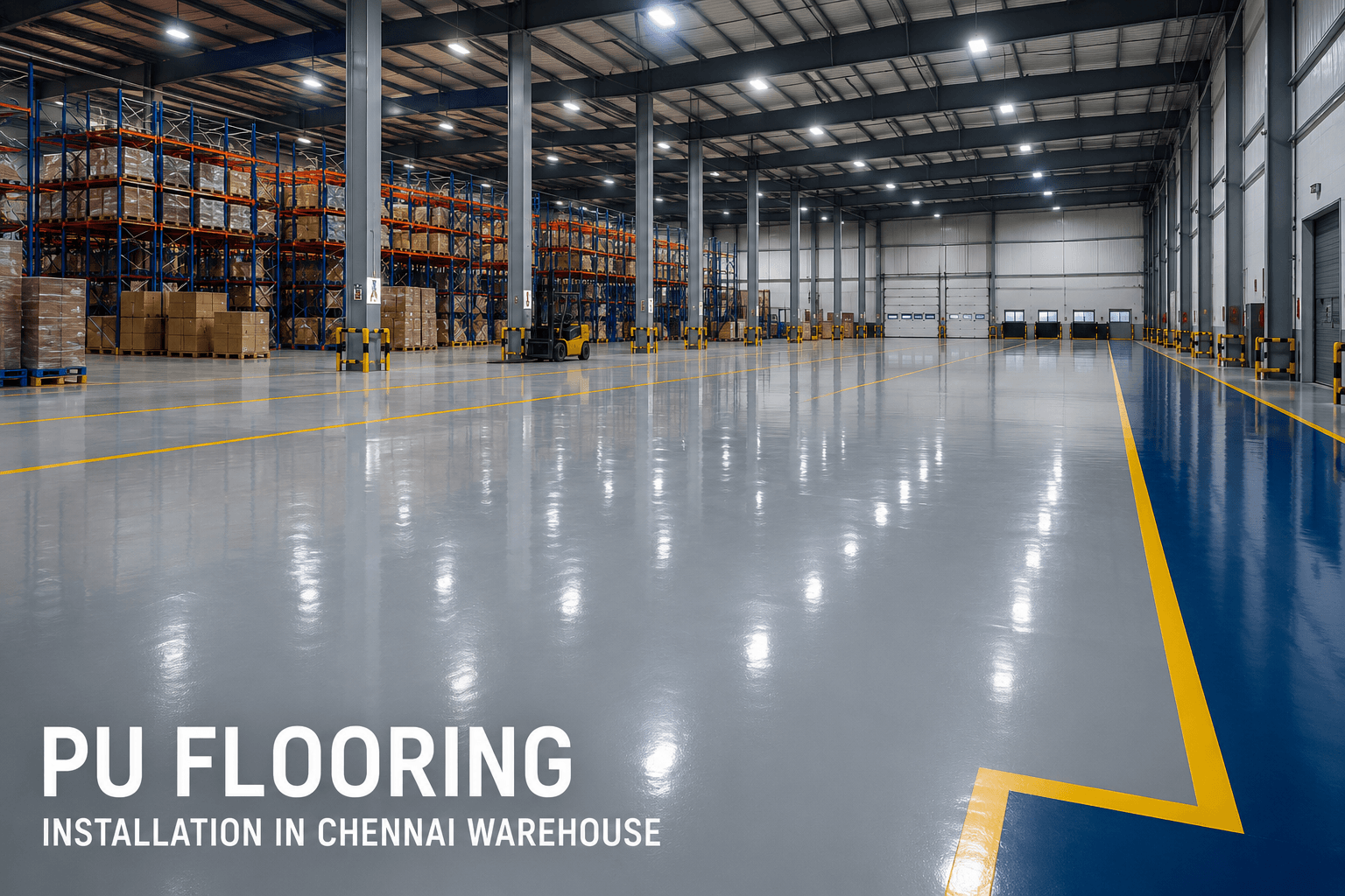 PU flooring installation in Chennai warehouse